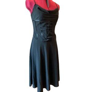 TRISTAN & ISEUT - Black dress with corset-like detailing - Size 10 (medium)